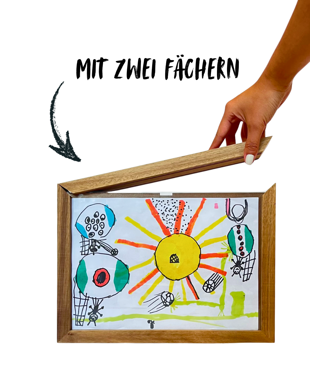 Wechselrahmen für Kinderzeichnungen aus Walnussholz – Echtholz Bilderrahmen zum Wechseln