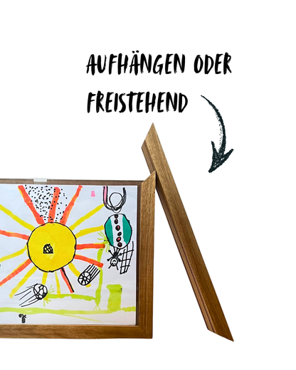 Wechselrahmen für Kinderzeichnungen aus Walnussholz – Echtholz Bilderrahmen zum Wechseln